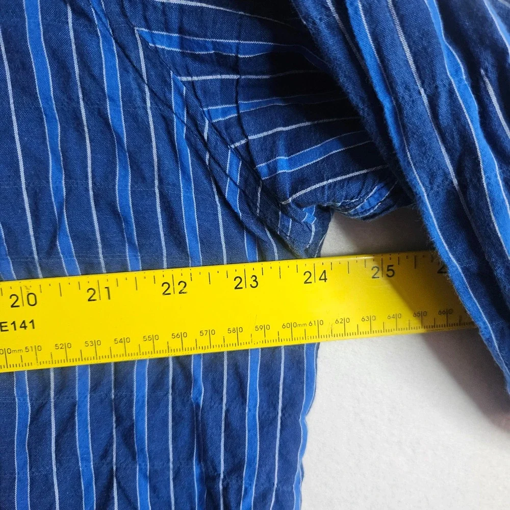 Steven Alan Mens Blue Striped Cotton Button Down Shirt Made in NYC Large